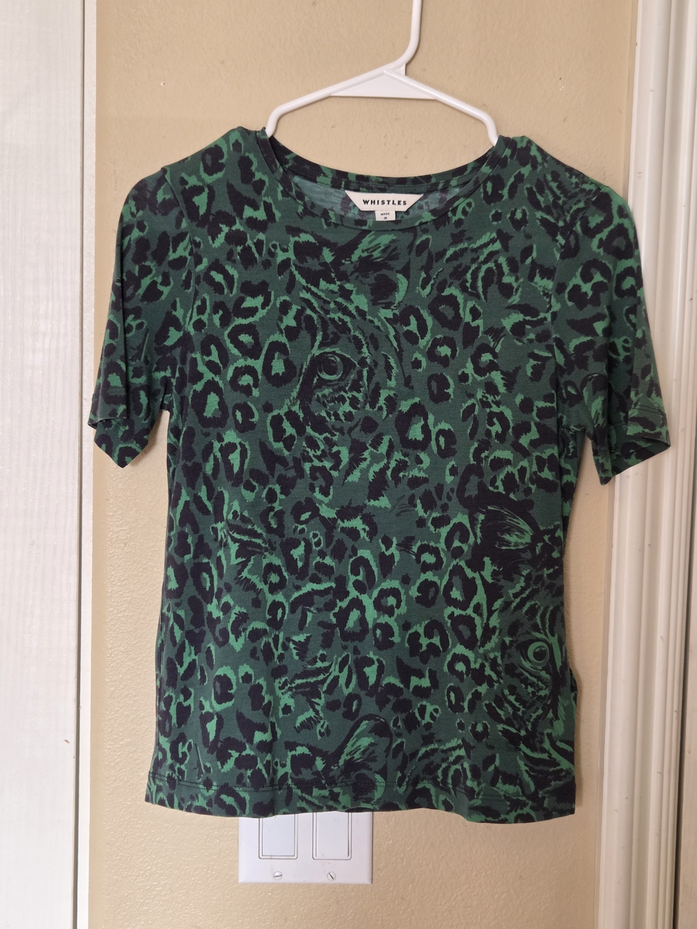 Whistles Forest Green Clouded Leopard Print Tee